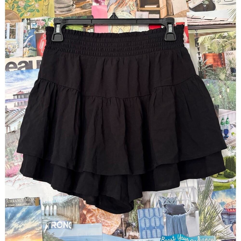 Black Wild Fable Tiered Mini Skirt w/ Built In Shorts S